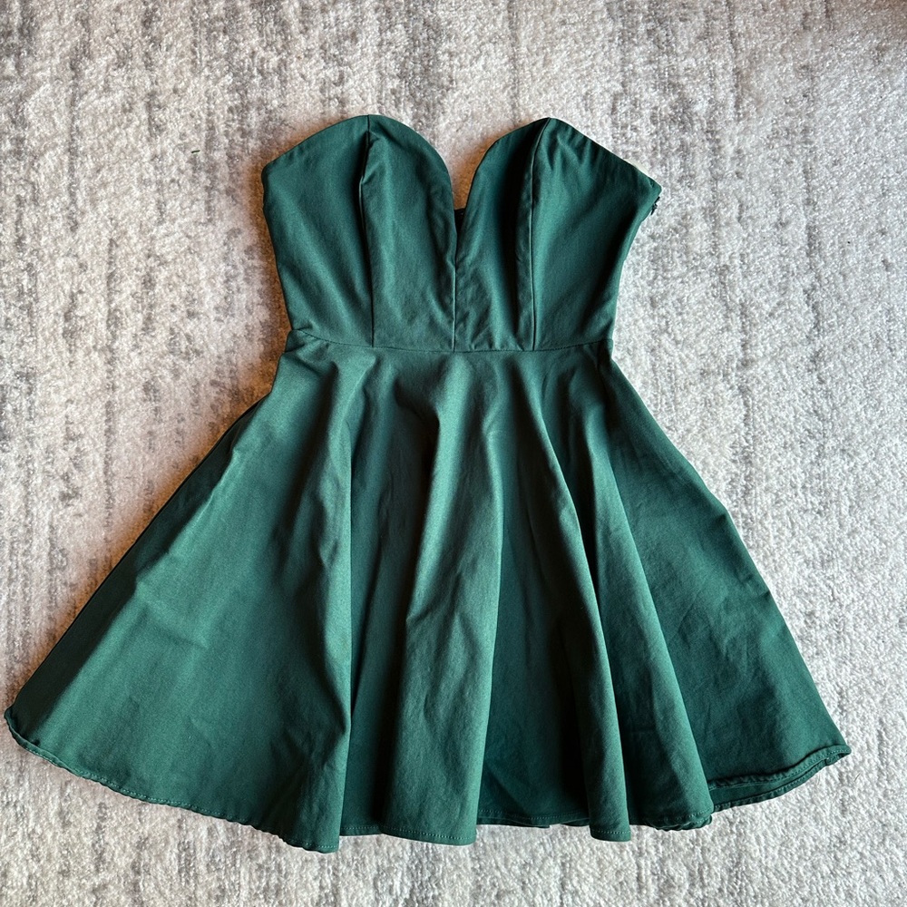 Nasty Gal Emerald Green Sweetheart Strapless Mini Dress, Size S